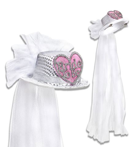 CHAPEAU FUTURE MARIÉE (Haut de forme avec voile) Chapeau sequin - Bride to be