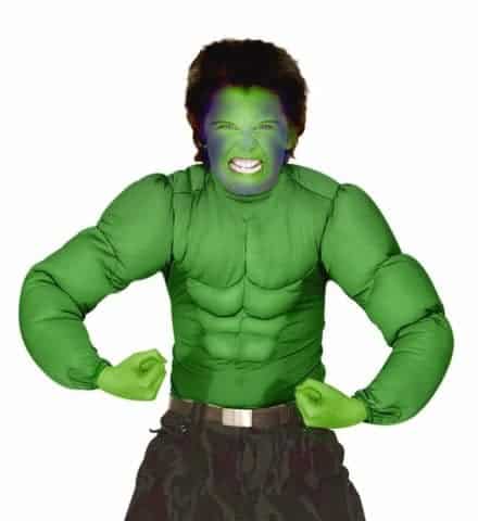 CHEMISE SUPER HÉROS VERT (Chemise avec muscles) Tailles enfants