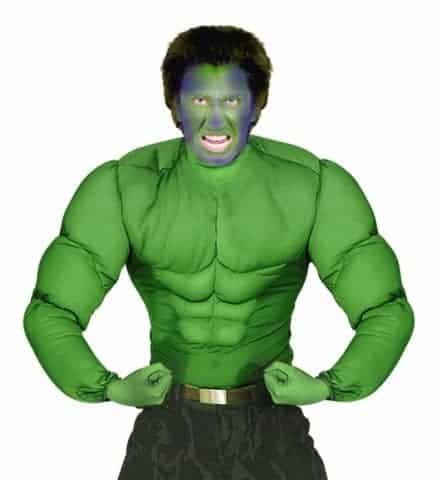 CHEMISE SUPER HÉROS VERT (Chemise avec muscles) Tailles adultes