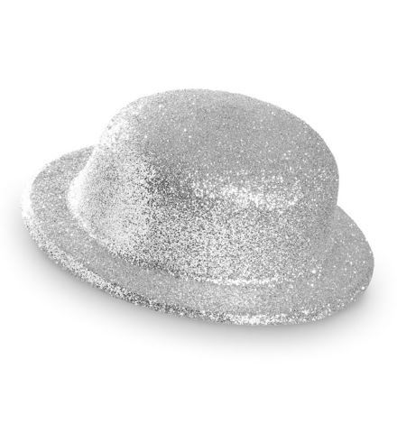 CHAPEAU MELON DISCO (Chapeau argent à paillettes)