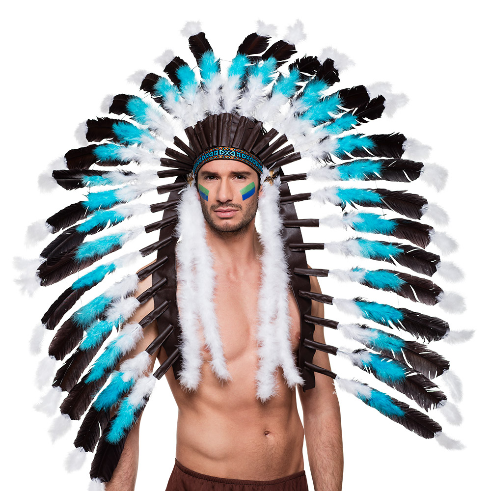 COIFFE GRAND CHEF INDIEN (Blanc, noir, turquoise) Modèle XL de luxe
