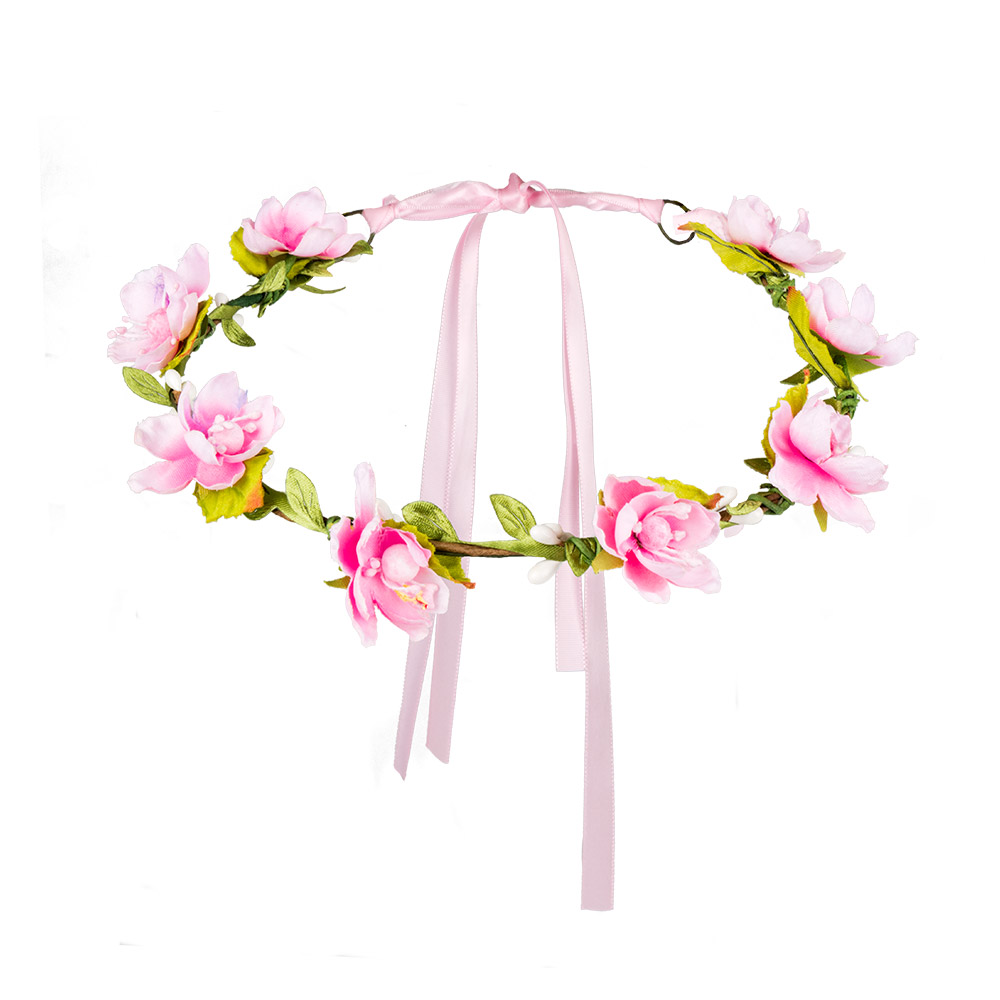COURONNE AVEC FLEURS (Serre tête - Fleurs roses)