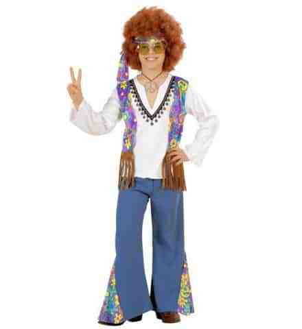GARÇON HIPPIE WOODSTOCK (Tenue + chapeau + cheveux) Tailles enfants