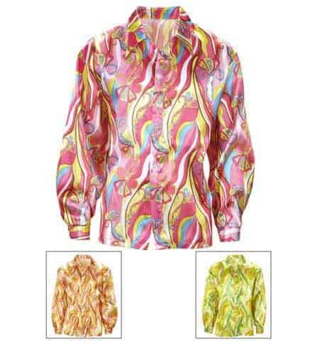 CHEMISE SEVENTIES FEVER  (Assortiment 3 coloris) Tailels adultes - Démo vidéo