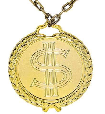 COLLIER DOLLAR HIP HOP (Médaillon - Taille 58 cm)