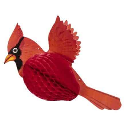 OISEAU CARDINAL ROUGE (Déco nid d'abeille 42 cm)