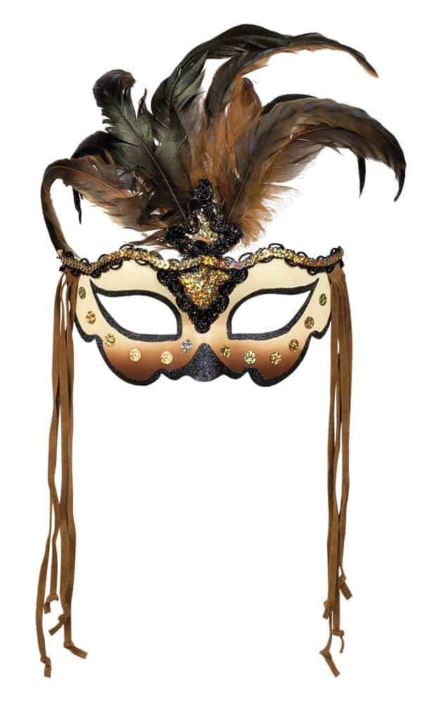 LOUP MASQUE DE LUXE (Masque marron à plumes)