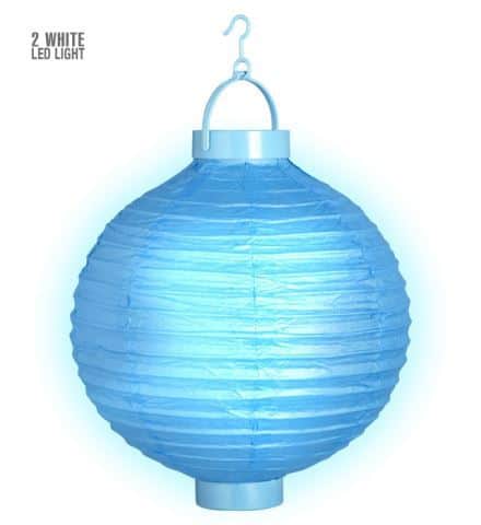 LAMPION BLEU LUMINEUX (Taille 30 cm - 2 leds) piles non fournies