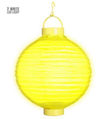 LAMPION JAUNE LUMINEUX (Taille 30 cm - 2 leds)piles non fournies