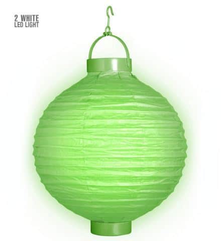 LAMPION VERT LUMINEUX (Taille 30 cm - 2 leds) piles non fournies
