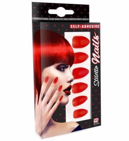 SET FAUX ONGLES STILETTO (Rouges et auto adhésifs) Pack de 12 faux ongles