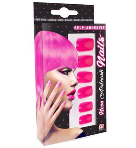 SET FAUX ONGLES ROSES (Ongles néon auto adhésifs) Pack de 12 faux ongles