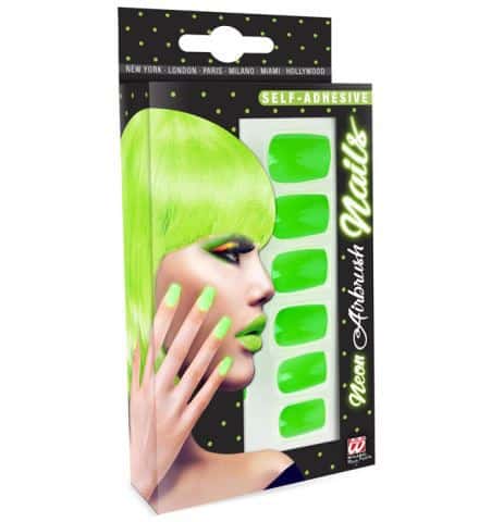 SET FAUX ONGLES VERTS (Ongles néon auto adhésifs) Pack de 12 faux ongles