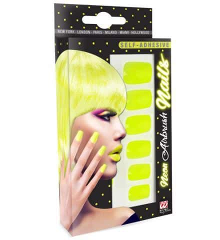 SET FAUX ONGLES JAUNES (Ongles néon auto adhésifs) Pack de 12 faux ongles