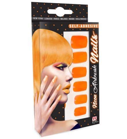 SET FAUX ONGLES ORANGES (Ongles néon auto adhésifs) Pack de 12 faux ongles