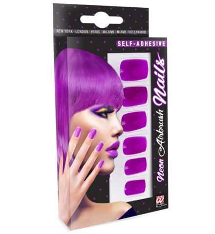 SET FAUX ONGLES VIOLETS (Ongles néon auto adhésifs) Pack de 12 faux ongles