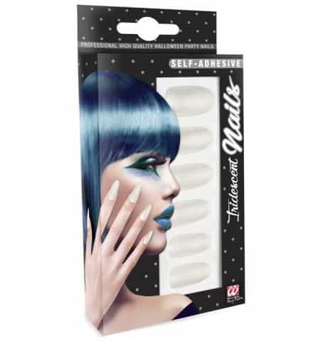 SET FAUX ONGLES BLANCS (Auto adhésifs iridescents) Pack de 12 faux ongles
