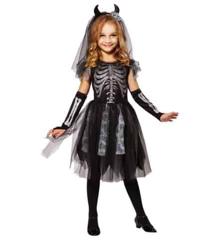 PETITE MARIÉE SQUELETTE (Robe de mariée diablesse) Tailles enfants de 5 à 13 ans