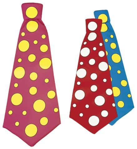 MAXI CRAVATE A POIS (Assortiment 3 coloris) Cravate de clown XL