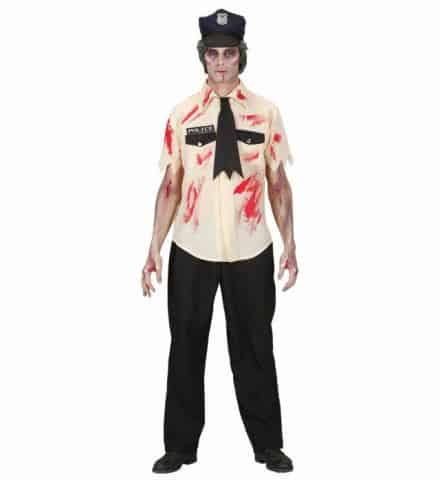 COSTUME POLICIER ZOMBIE (Avec cravate et chapeau) Tailles adultes