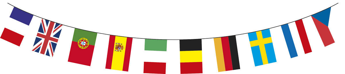 GUIRLANDE DRAPEAUX PAYS ALÉATOIRE PAPIER CARTON (10 mètres - 32 drapeaux) – Image 1