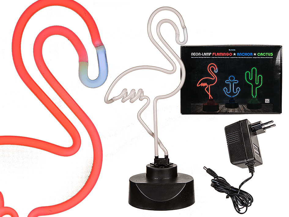 LAMPE FLAMANT ROSE NÉON  (Lampe à led 42 cm secteur)