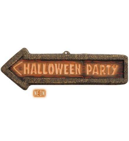 PANNEAU HALLOWEEN PARTY (Pancarte fluo 3D 56 x 17 cm)