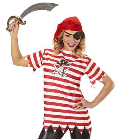 CHEMISE DE FEMME PIRATE (T-shirt, bandana, cache-oeil) Tailles adultes - Démo vidéo