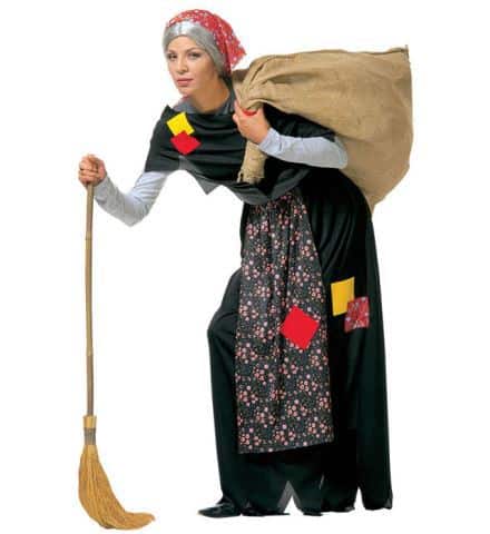 TENUE VIEILLE SORCIÈRE (Jupe, tablier, châle, foulard) Tailles adultes