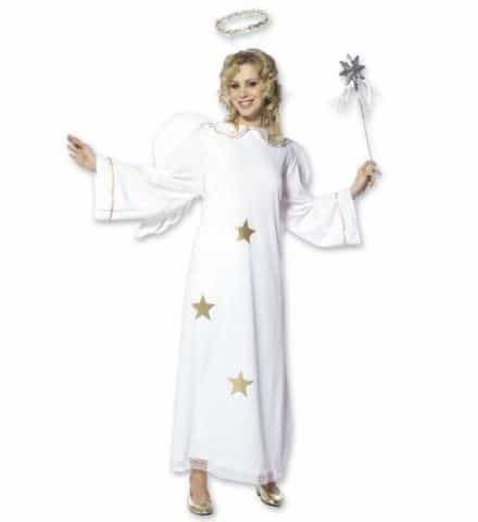 DÉGUISEMENT D'ANGE BLANC (Robe, ailes, auréole, etoiles) Tailles adultes