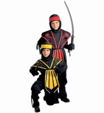 TENUE NINJA DE COMBAT (Pack 4 costumes - 2 coloris) Tailles enfants de 5 à 13 ans