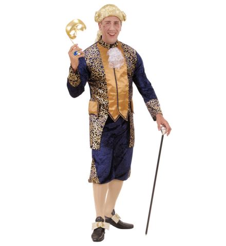 COSTUME DE MARQUIS (Tenue velours bleue et or) Tailles adultes