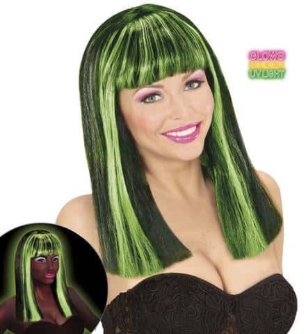 PERRUQUE PATSY BICOLORE (Mèches vertes néon)