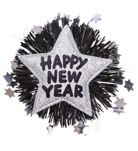 BROCHE HAPPY NEW YEAR (Etoile argentée brillante)