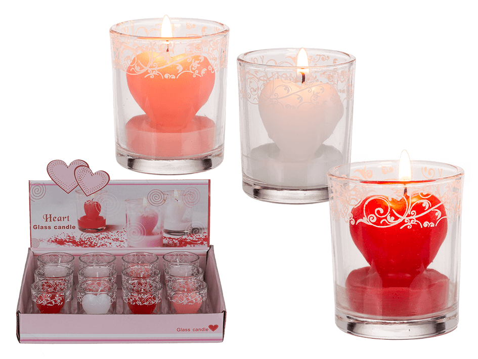 BOUGIE FORME COEUR (Bougeoir en verre)