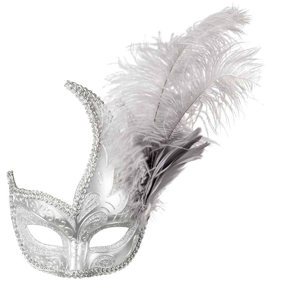 LOUP VENISE ARGENT (Masque avec plumes)