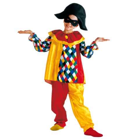 COSTUME JEUNE ARLEQUIN (avec chapeau, masque, col) Tailles enfants de 5 à 13 ans