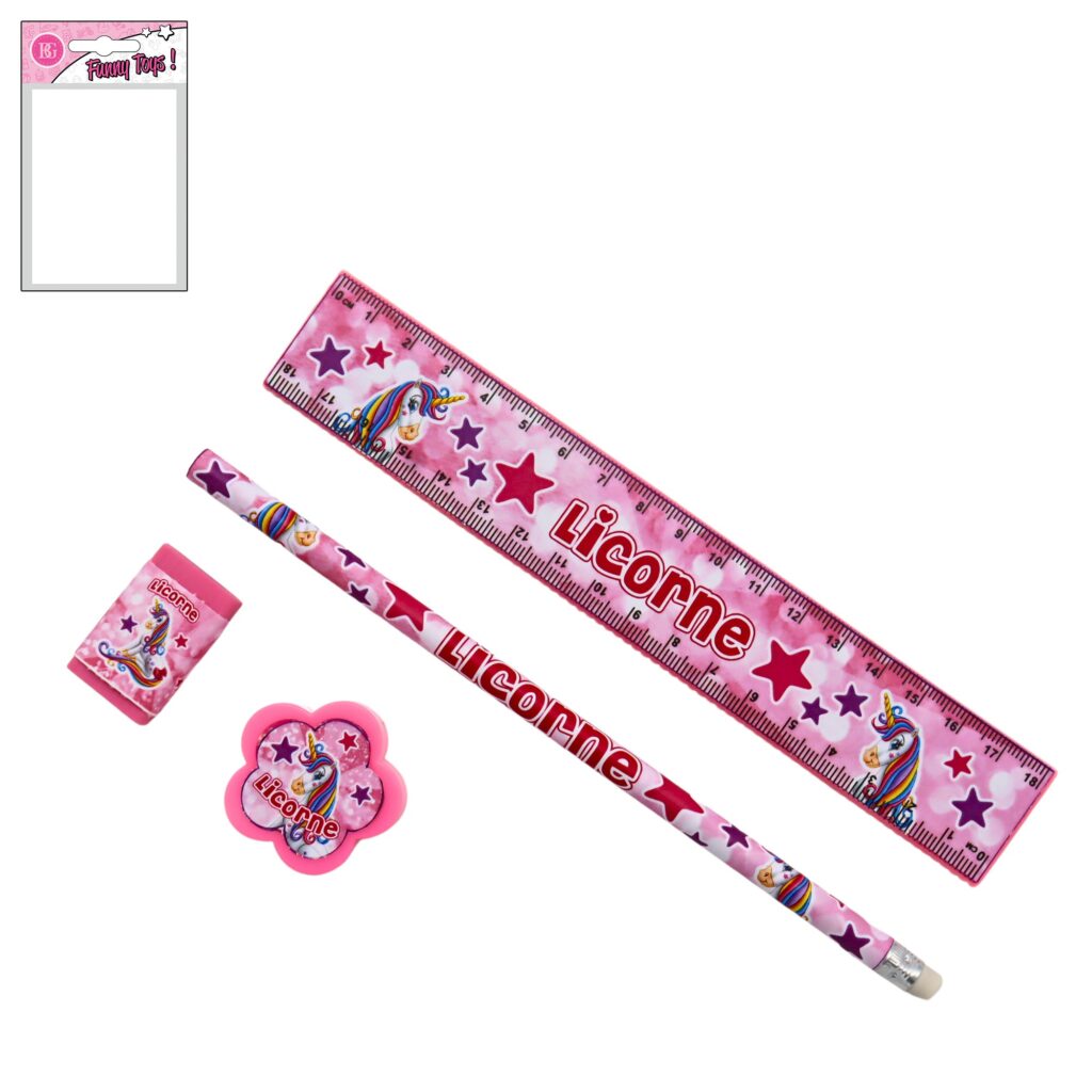 SET DE PAPETERIE LICORNE (Pack avec 4 pièces)