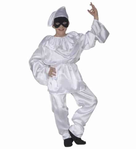 COSTUME PIERROT BLANC (Casaque, pantalon, bonnet) Tailles enfants de 5 à 13 ans
