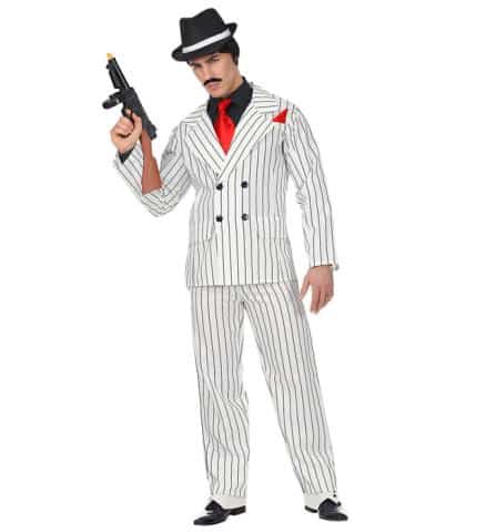 COSTUME DE GANGSTER (Blanc et rayures noires) Tailles adultes - Démo vidéo