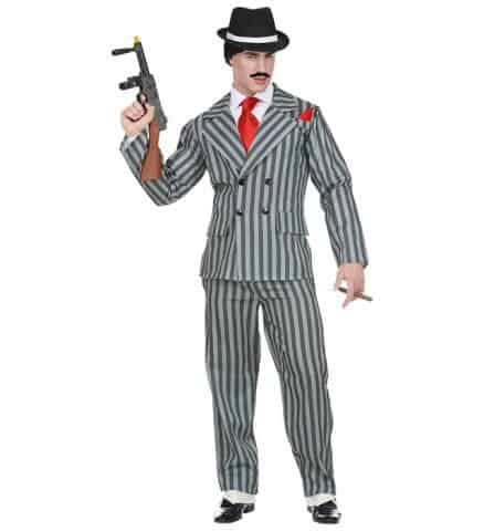 COSTUME DE GANGSTER (Ensemble gris à rayures) Tailles adultes - Démo vidéo