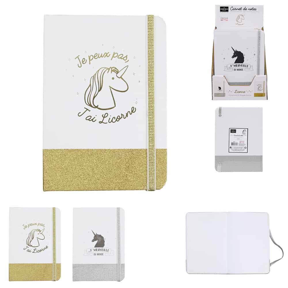 CARNET LICORNE DE LUXE (Carnet paillettes 21 x 15 cm)