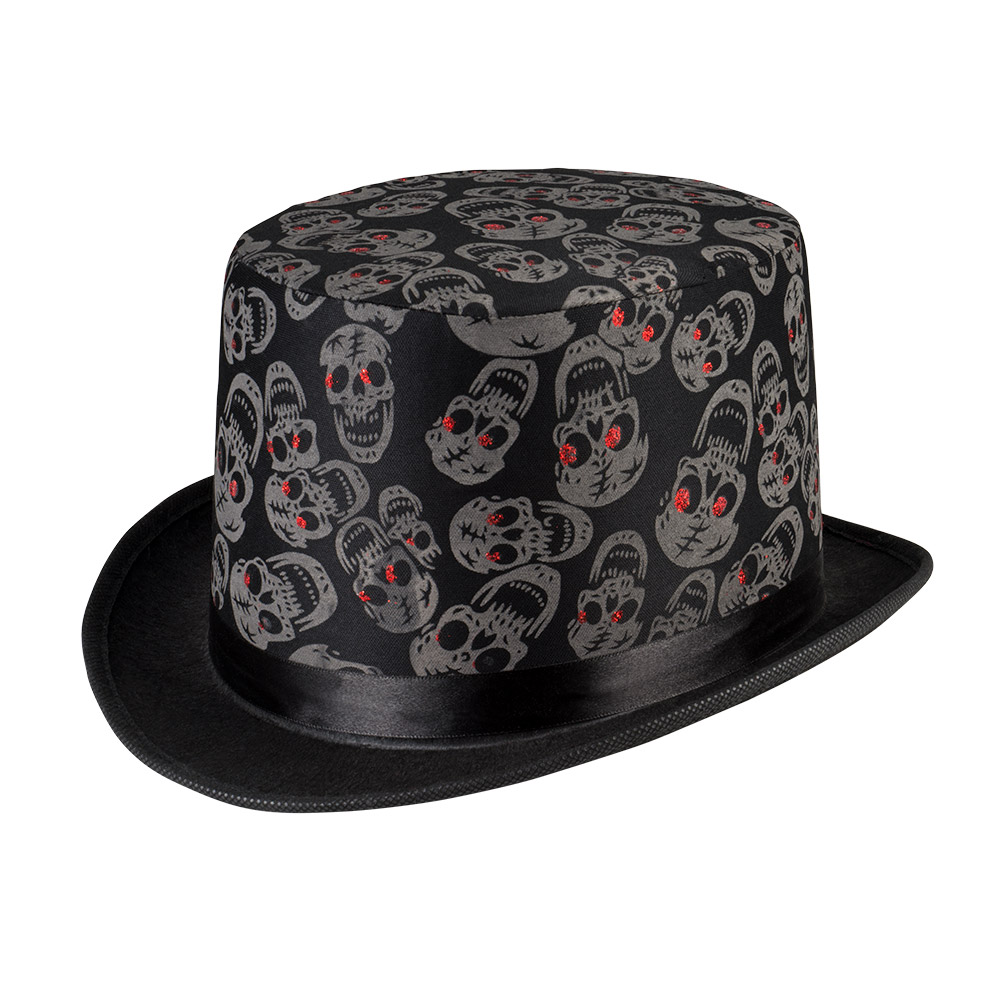 CHAPEAU TÊTES DE MORTS (Chapeau haut de forme) Chapeau Halloween