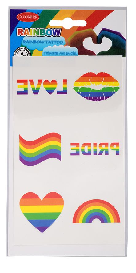 TATOUAGES ARC EN CIEL (Pack 24 stickers tattoos) Assortiment Rainbow