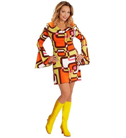 ROBE GROOVY ANNÉES 70 (Motifs tubes seventies) Tailles adultes - Démo vidéo