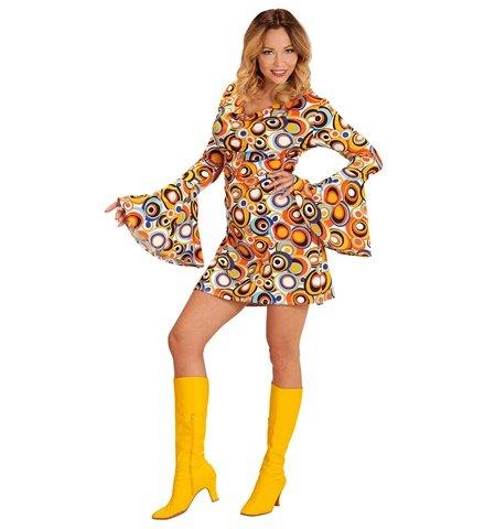 ROBE GROOVY ANNÉES 70 (Motifs bulles seventies) Tailles adultes - Démo vidéo