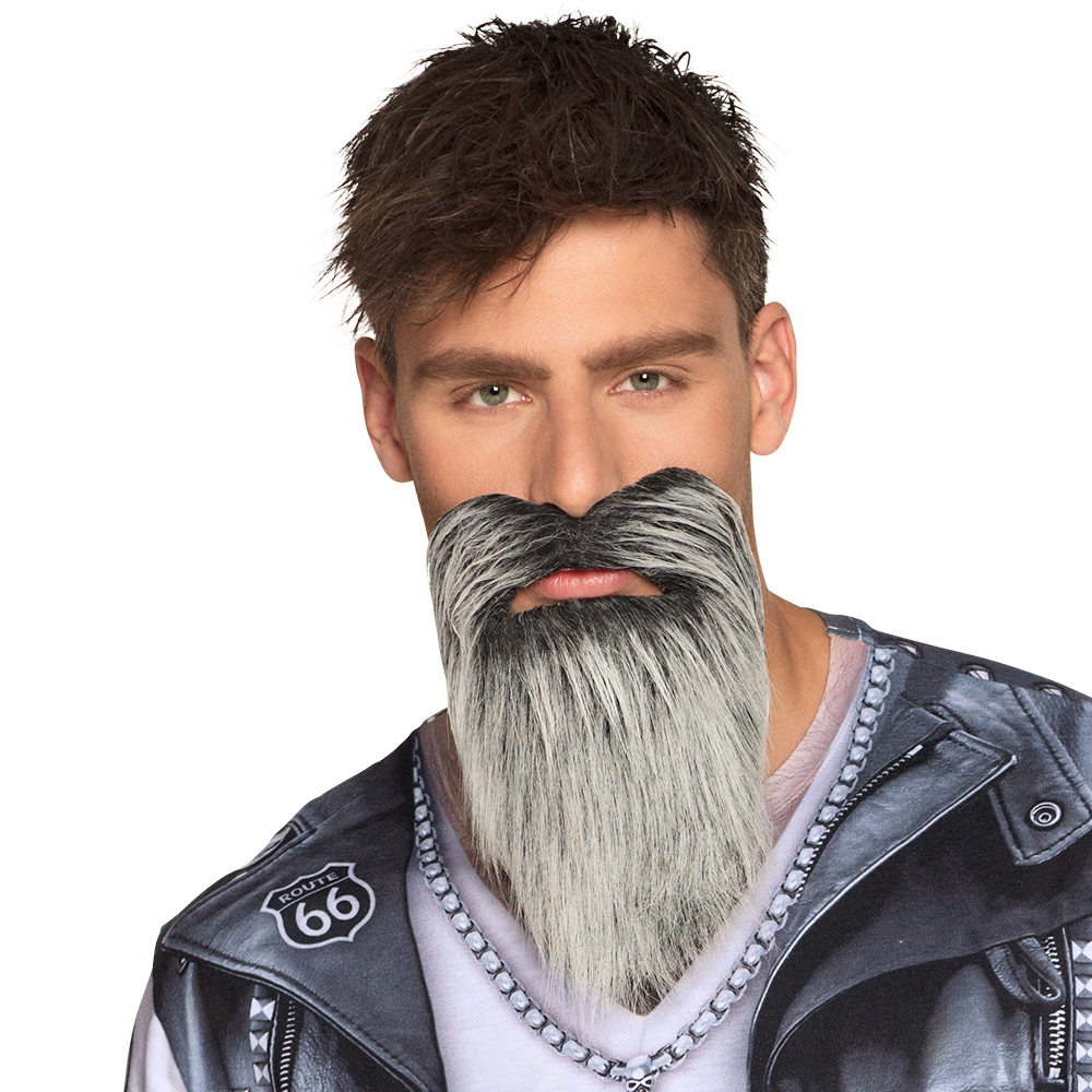 BARBE GRISE DE BIKER (Longue barbe adhésive)
