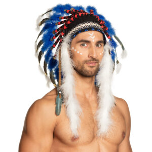 COIFFE DE CHEF INDIEN (Blanche, noire et bleue) – Image 1