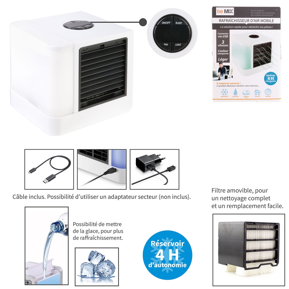 MINI RAFRAÎCHISSEUR D'AIR (Port usb - 3 vitesses) Changement de couleurs