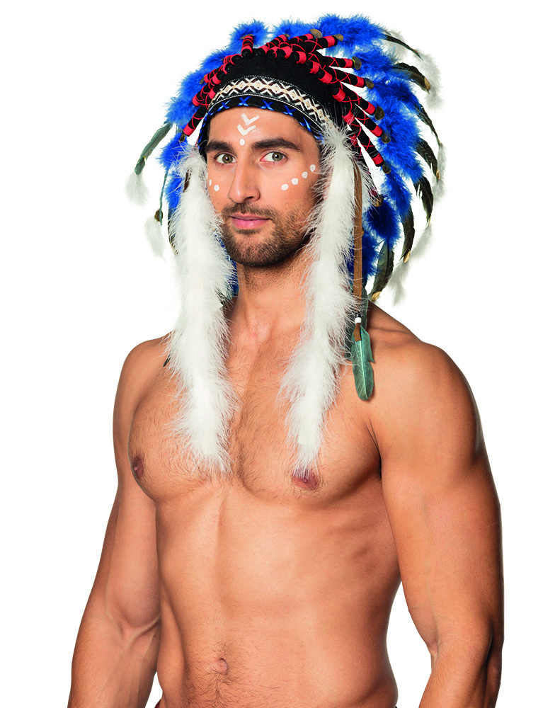 COIFFE DE CHEF INDIEN (Blanche, noire et bleue)